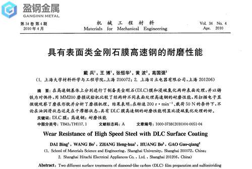 高速钢化学和表面处理知识分析